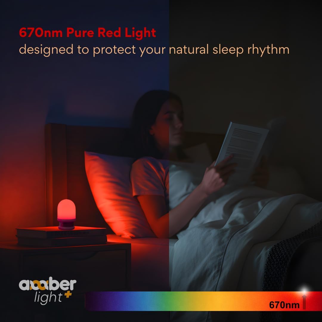 Amber Light + Pebble - Rechargeable Sleep Lamp, Blue Light Free Night Lamp for Bedtime Reading, 1000mAh Battery, Melatonin-Friendly Ambient Glow, 3.5 Inch (Amber)