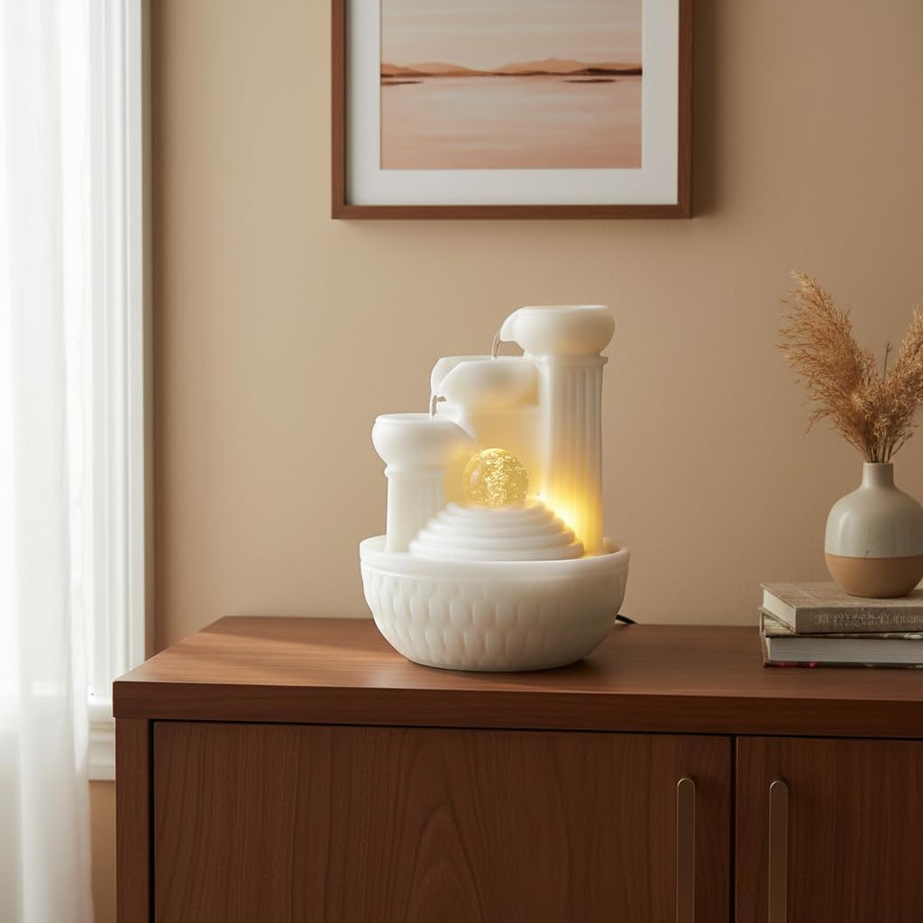 Tabletop Water Fountain - Desktop Waterfall Fountain Indoor Tabletop Humidifiers Home Decoration for Office, Living Room, or Bedroom