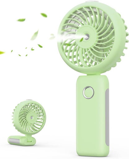 Portable Handheld Misting Fan, USB Rechargeable, Foldable with Water Tank, 3 Speeds, for Travel and Outdoors (purple)
