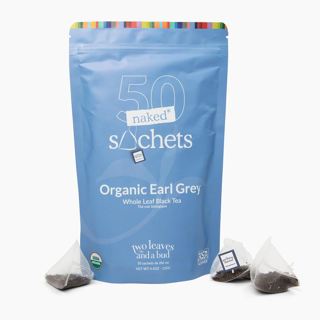Two Leaves and a Bud Organic Earl Grey Naked Tea Sachets, 50 Ct (Pack of 1)