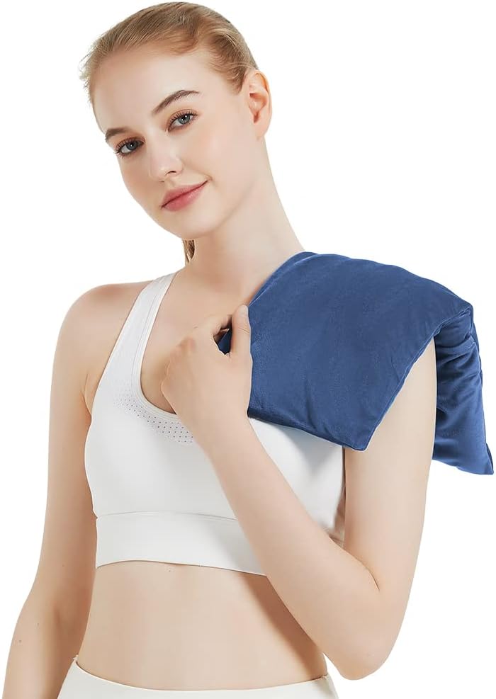 MORLIDEN Neck Heating Pad Microwavable for Shoulders, Warmer Wrap Microwave Heating Pad for Neck and Shoulders for Pain Relief (Navy Blue)