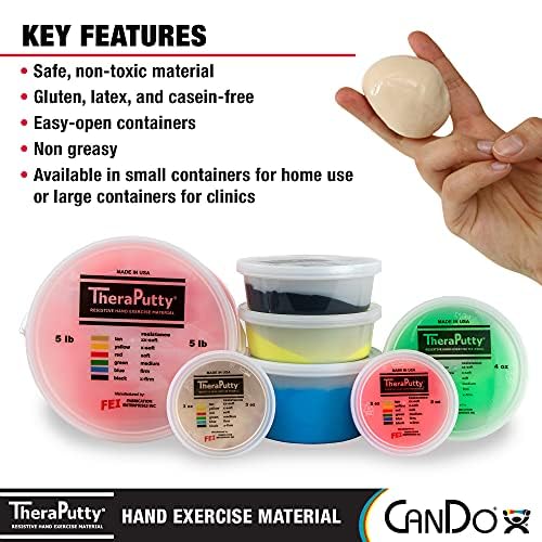 CanDo Theraputty Plus Hand Exercise Putty for Rehabilitation, Exercises, Hand Therapy, Hand Strengthening, Stress Relief - Yellow 4 oz X-Soft
