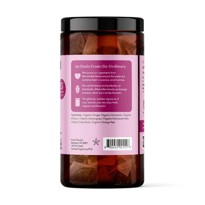 Paromi Chamomile Lavender Rooibos Organic Tea, Signature Jar, 15 Count