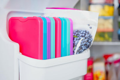 Cool Coolers by Fit & Fresh 4 Pack XL Slim Ice Packs, Quick Freeze Space Saving Reusable Ice Packs for Lunch Boxes or Coolers