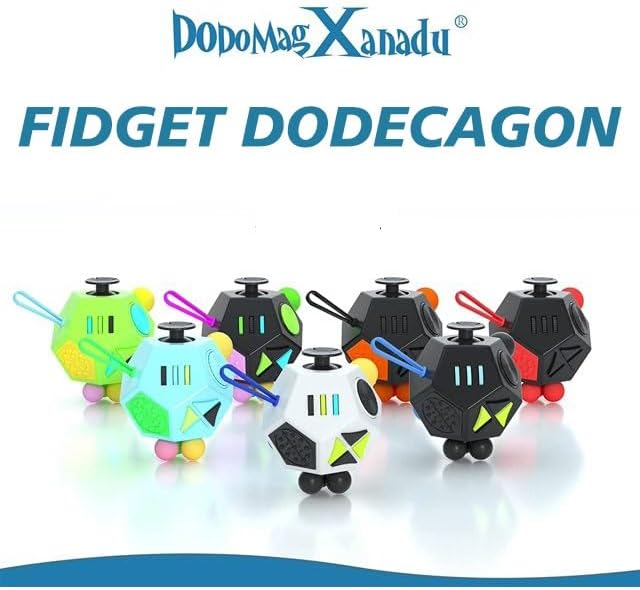 Fidget Dodecagon-12 Sided Fidget Toy Stress Relief Cube for Children and Adults, Silent Compact Classroom Gifts Stocking Stuffers for Teen Boys, Kids(B3 Blue Sky)
