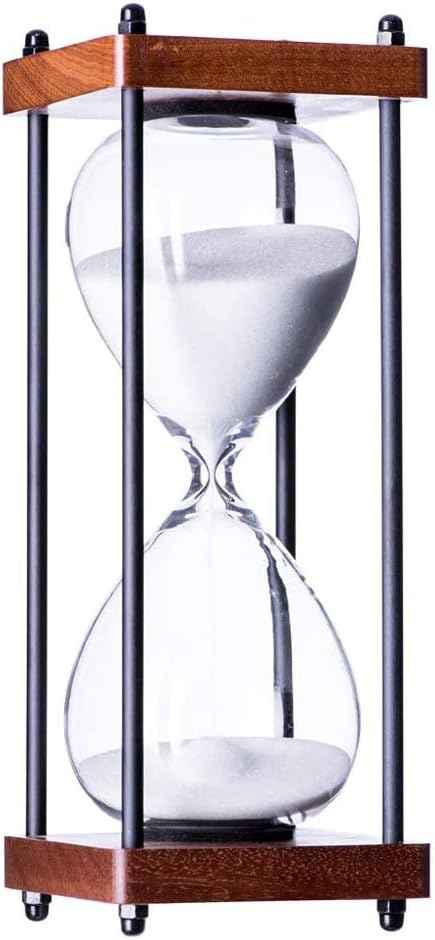 Large Hourglass Timer 60 Minute, Decorative Wooden Sandglass, Black