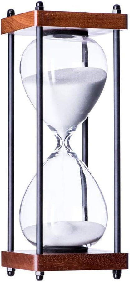 Large Hourglass Timer 60 Minute, Decorative Wooden Sandglass, Black