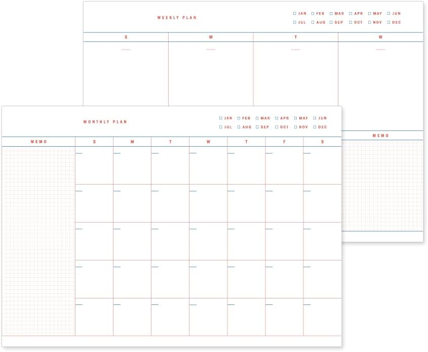 Monolike Basic B5 Monthly + Weekly Planner pad, A SET - Academic Planner, Weekly & Monthly Planner, To-do list, Note pad, Scheduler
