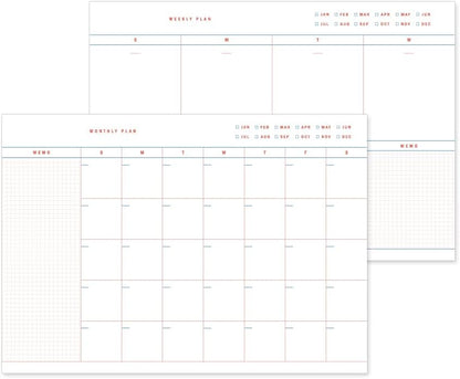 Monolike Basic B5 Monthly + Weekly Planner pad, A SET - Academic Planner, Weekly & Monthly Planner, To-do list, Note pad, Scheduler