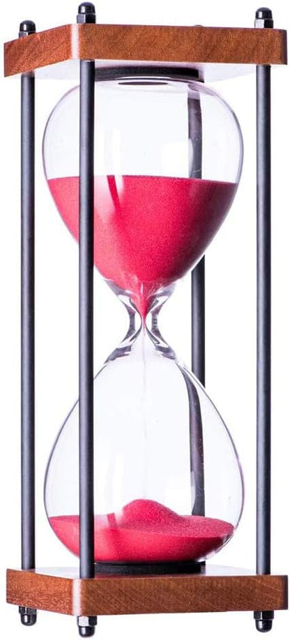 Large Hourglass Timer 60 Minute, Decorative Wooden Sandglass, Black