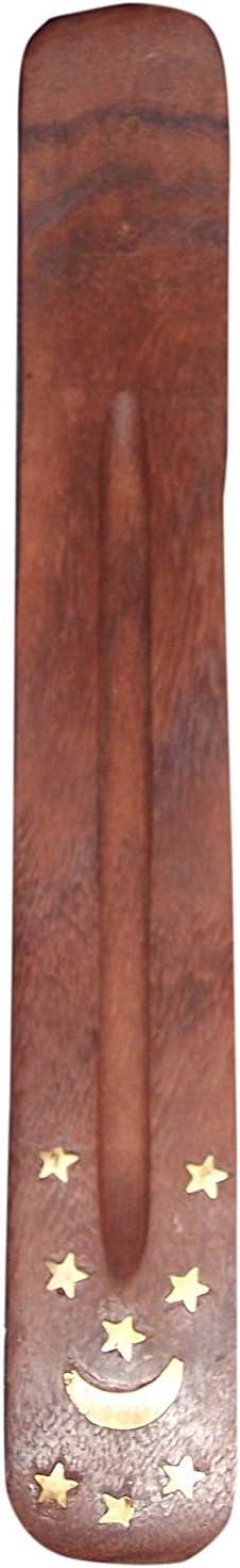 Bless-International Traditional-Handmade-Burner Wooden-Incense-Stick-Holder Ash-Catcher-Stand for-Aromatherapy-Meditation-Yoga (Incense Holder 10 inch(2 pcs))