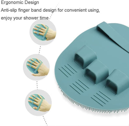 2 Pack Soft Silicone Shower Brush, Body & Face & Short Hair Wash, Bath Exfoliating Skin Massage Scrubber, Dry Skin Brushing Glove Loofah, Fit for Sensitive and All Kinds of Skin (PeonyPink+Green)