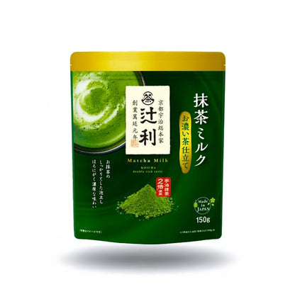 Matcha Milk Uji Double Rich Latte by Tsujiri, 150g Resealable Bag Made in Kyoto Japan
