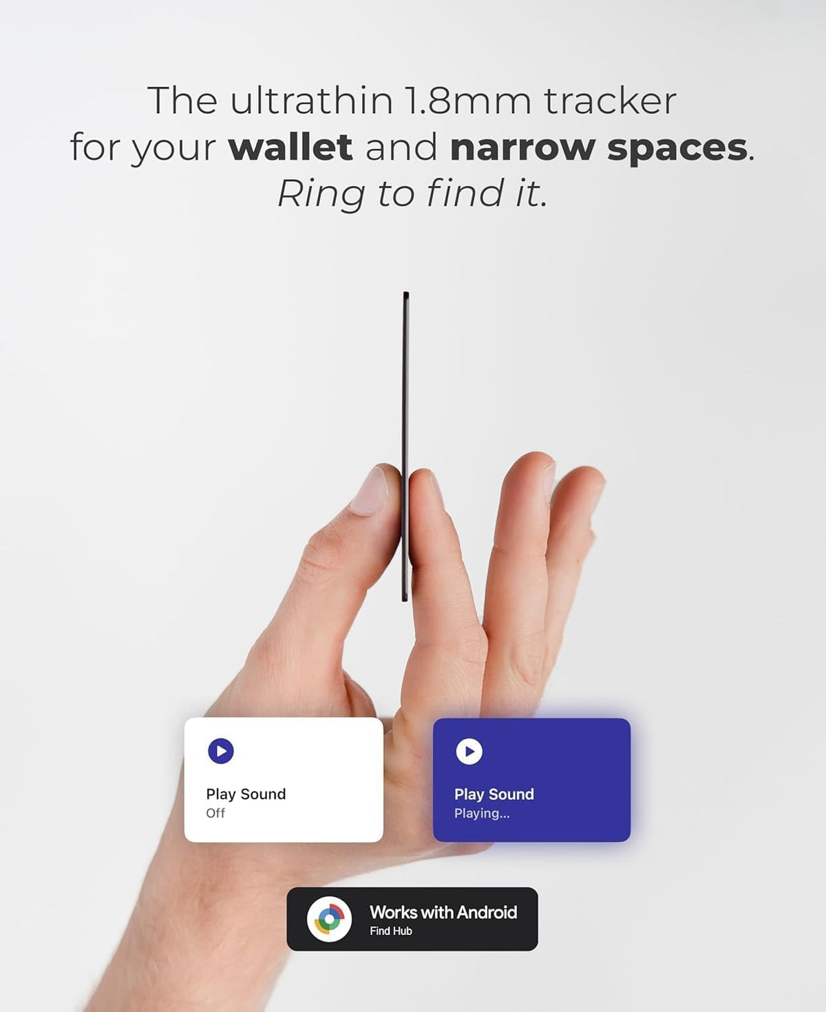 Rhinokey® Apple Find My Wallet Tracker Card, MFi Certified Bluetooth Tracker for iPhone, 0.07in Slim Credit Card Item Finder, IP68 Waterproof Rechargeable, Locator for Wallet, Luggage, Passport