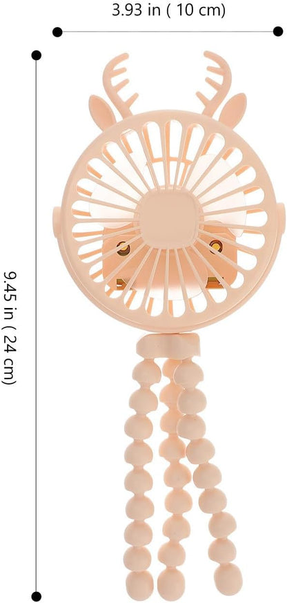 USB Stroller Fan with Flexible Tripod, Adjustable Head and LED Lights