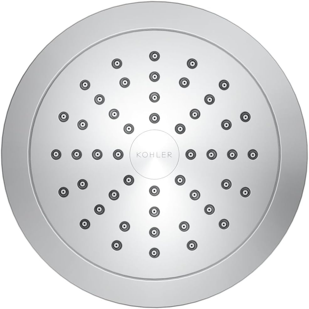 KOHLER 33631-Y-BN Cinq Round Single-Function Filtered Showerhead, Five-Layer Filtration, 2.5 GPM, Full Coverage Spray, Premium Durable Material, Vibrant Brushed Nickel