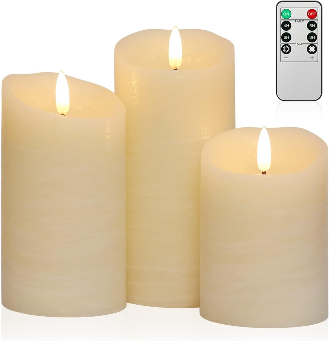 ANGELLOONG Flickering Flameless Candles, Realistic Battery Operated Candles with Remote and Timer, Set of 3 LED Candles for Fall Room Home Wedding Decor Centerpieces Table Party Christmas Decorations