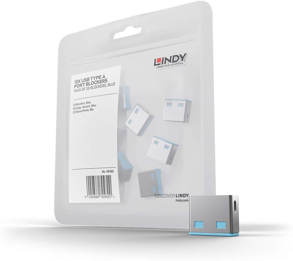 Lindy USB Port Blocker - Pack of 10 - Blue 40462