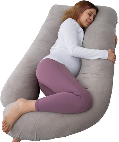 60 Inch Pregnancy Pillow for Sleeping, Extra Large U Shaped Body Pillow, Maternity Pillow for Pregnant Women with Velvet Cover (Dark Grey)