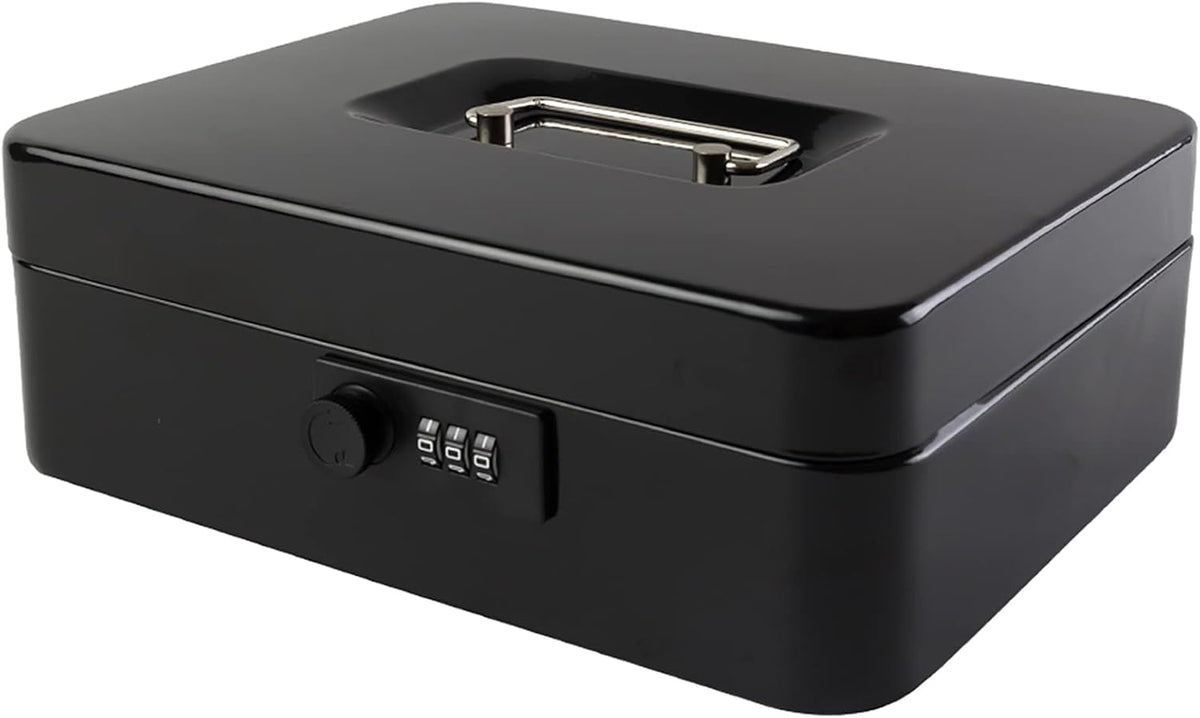 KYODOLED Small Cash Box with Combination Lock & Removable Money Tray, Black