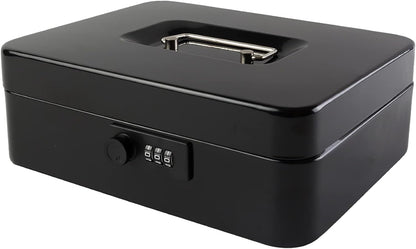 KYODOLED Small Cash Box with Combination Lock & Removable Money Tray, Black