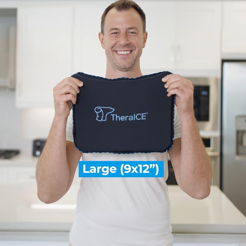 TheraICE PROpack Ice Pack for Injuries, Reusable Soft Multipurpose Cold Gel Ice Pack for Muscular Back Pain, Shoulder, Hip, Knee - Flexible Cold Compress Wrap for Minor Aches & Pains - 5 x 8