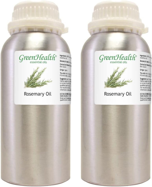 2 Bottles – GreenHealth Lavender Essential Oil – 16 fl oz Each (32 fl oz Total) – 100% Pure & Uncut – Aluminum Bottles – Bulk Lavender Oil for Diffuser, Aromatherapy, Soap Making & Candles