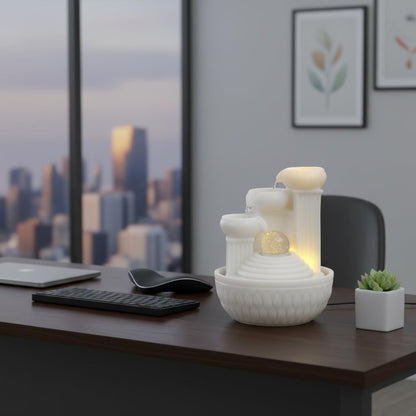 Tabletop Water Fountain - Desktop Waterfall Fountain Indoor Tabletop Humidifiers Home Decoration for Office, Living Room, or Bedroom