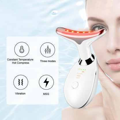Neck Face Massager Tool, 3-in-1 Portable Facial Massager, Face Sculpting Tool at Home for Skin Care with Vibration (White)