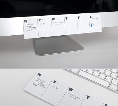 JSTORY Sticky Planner Adhesive Paper Note Columnar Scheduler Organizer to-do One Size Weekly White