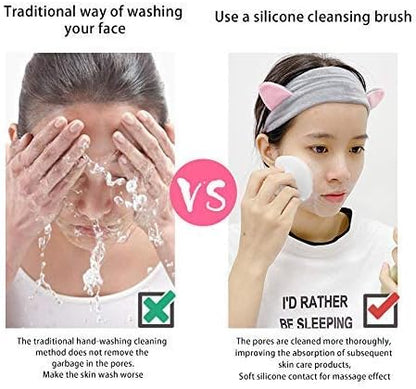 Back Scrubber for Shower & Face Scrubber, 2Pcs Silicone Exfoliating Brush Set with 17In Long Handle, Soft Body & Facial Cleansing Scrubber for Men Women