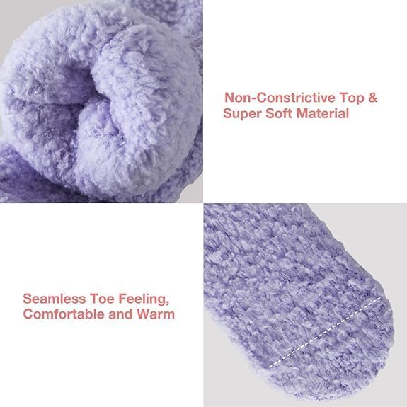 Bulinlulu Fuzzy Socks With Grips for Women, 5 Pairs Non Slip Sleep Warm Fluffy Slipper Socks Gifts for Women