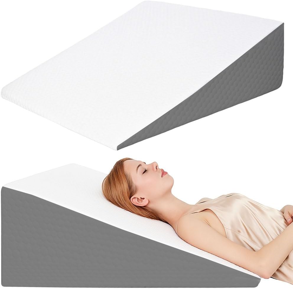 VADSBO Wedge Pillow, Bed Wedge Pillows for Sleeping, Snoring, Back Support, After Surgery, Foam Triangle Pillow, Removable Washable Cover (Gray, 5in)