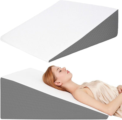 VADSBO Wedge Pillow, Bed Wedge Pillows for Sleeping, Snoring, Back Support, After Surgery, Foam Triangle Pillow, Removable Washable Cover (Gray, 5in)
