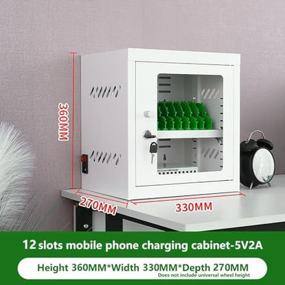 Wall-Mounted Phone Charging Station, 12-Slot Mobile Storage Cabinet for Students & Employees, Portable Organizer for Tourists, Space-Saving Phone Holder (White)