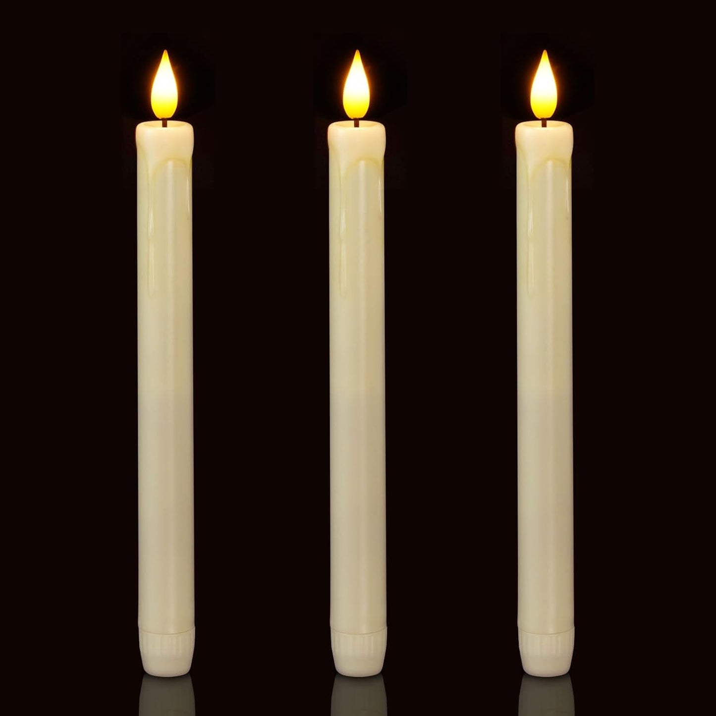 Homemory 6 Pack Flameless Taper Candles, No Remote, Realistic Flickering Battery Operated Candlesticks, Ivory LED Plastic Candle Safe for Weddings, Table Decor, Christmas, and Halloween