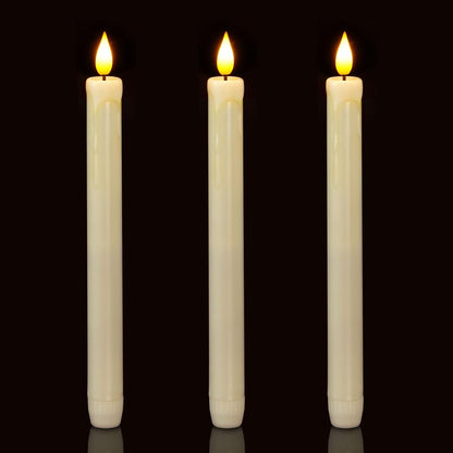 Homemory 6 Pack Flameless Taper Candles, No Remote, Realistic Flickering Battery Operated Candlesticks, Ivory LED Plastic Candle Safe for Weddings, Table Decor, Christmas, and Halloween