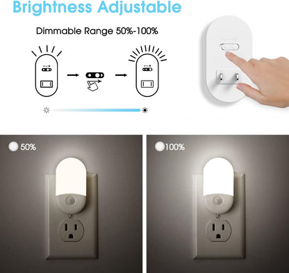 L LOHAS LED Amber Night Light, Night Lights Plug into Wall[2 Pack], 0.6W 2000K LED Night Light, Dusk to Dawn Sensor, 30/60LM Adjustable Brightness, Automatic Low Blue Nightlight for Kids, Bathroom