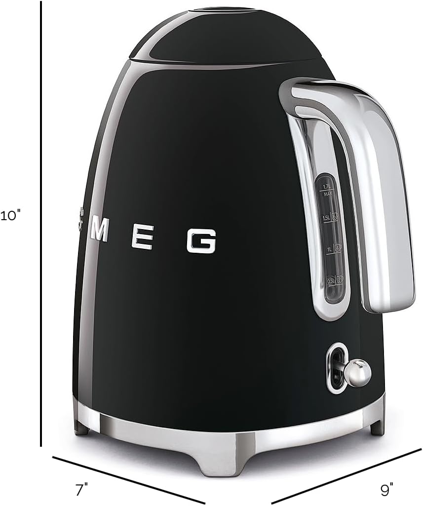 SMEG KLF03 Electric Kettle 1.7L (7 Cup), Retro Hot Water Boiler for Tea & Coffee, Fast Boiling, Auto Shut-Off, Soft Open Lid, 360° Swivel Base Countertop Kettle – Matte Champagne