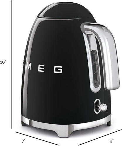 SMEG KLF03 Electric Kettle 1.7L (7 Cup), Retro Hot Water Boiler for Tea & Coffee, Fast Boiling, Auto Shut-Off, Soft Open Lid, 360° Swivel Base Countertop Kettle – Matte Champagne