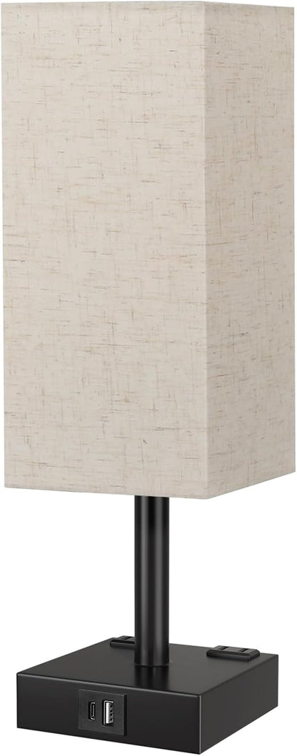 Touch Bedside Table Lamp for Bedroom - Dimmable, USB C+A, 2 AC Outlets