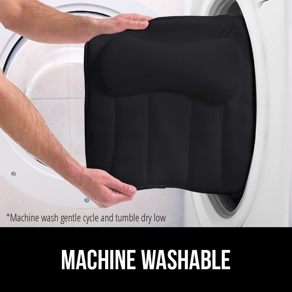 GORILLA GRIP Bath Pillow for Tub, 6 Strong Suction Cups, 4D Mesh FlexComfort Headrest for Neck, Head and Back Support, Luxury Machine Washable Pillows, Bathtub Accessories, Spa Gifts for Women, White