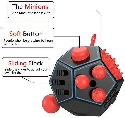 12 Sided Finger Cube Toys, Fidget Toys Relief Stress, Autism and Anxiety Depression for Kids Adults (Blue, Normal)