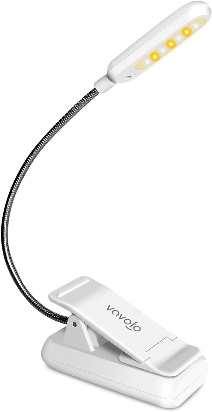 VAVOFO Clip On Book Light for Bed Kids, 7 LED Reading Light with 9-Level Warm Cool White Daylight, Eye Care Lamp with Power Indicator for Bookworms (Blue)