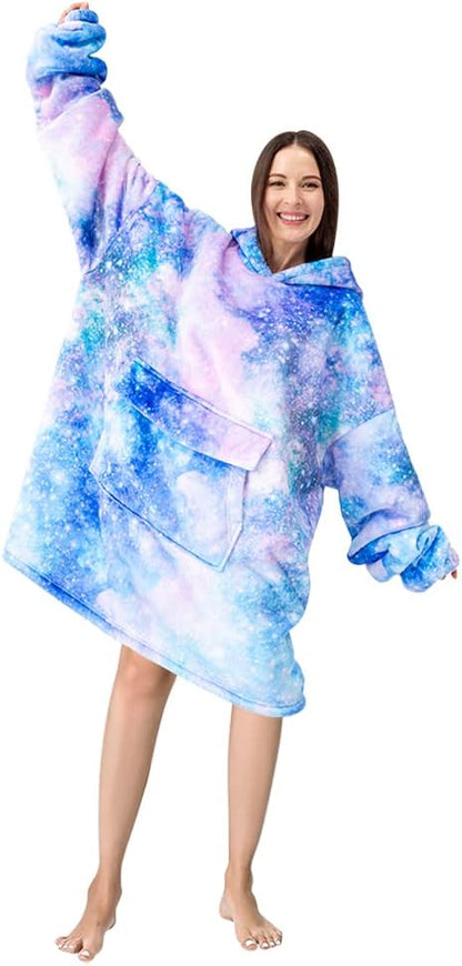 Fiosnow Sun and Moon Blanket Hoodies for Women and Men Adult Oversize Wearable Blanket Hoodies for Soft and Warm