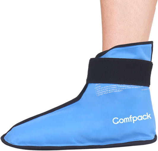 Comfpack Large Foot Ice Pack Wrap for Full Foot Ankle Pain Relief, Long Lasting Cold Ice Boot for Swelling After Surgery, Sore Feet, Broken Foot, Plantar Fasciitis, Gout, Bunion