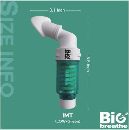 Bigbreathe IMT Low(Green) | Inspiratory Muscle Trainer for First-time Users, Breathing Exercise Device, Adjustable Resistance