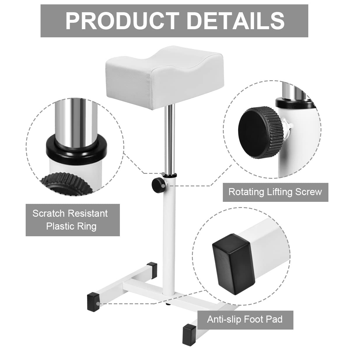 FLOLXNB Pedicure Manicure Footrest, Foot Massage Manicure Nail Beauty Stool Stand, Adjustable Height Footstool for Home Beauty Salon Spa Tattoo (Pink)