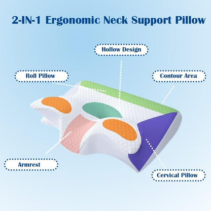 Sleep Apnea Pillow, Airway Pro Cervical Pillow for Neck Pain Relief, Orthopedic Memory Foam Neck Support Pillow for Side, Back & Stomach Sleepers, Anti-Snore Ergonomic Contour Pillow (Black)