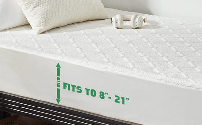 UNILIBRA Queen Mattress Protector Waterproof, Deep Pocket Mattress Pad Cover Fits to 6''-21'', Breathable Hollow Cotton Filling Quilted Mattress Protector for Queen Size